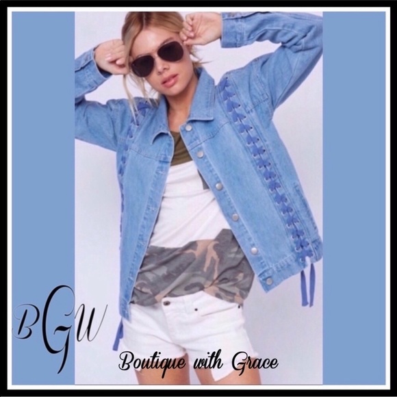 Boutique with Grace Crisscross Denim Jacket NWOT - Picture 8 of 12